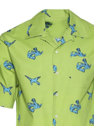 Marni Printed Short Sleeve Button Front Camp Shirt In Green