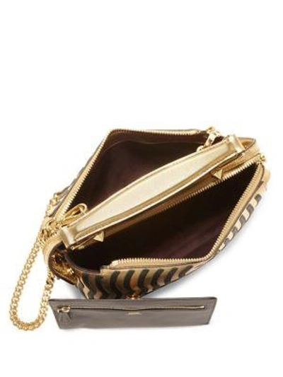Shop Fendi Dotcom Hypnotic Metallic Leather Shoulder Bag In Gold-multi