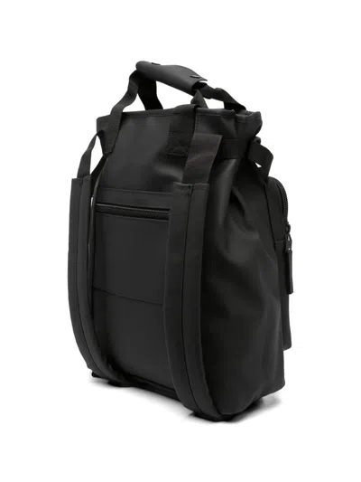 Rains Logo-print Multi-pocket Backpack In Black