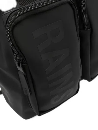 Rains Logo-print Multi-pocket Backpack In Black