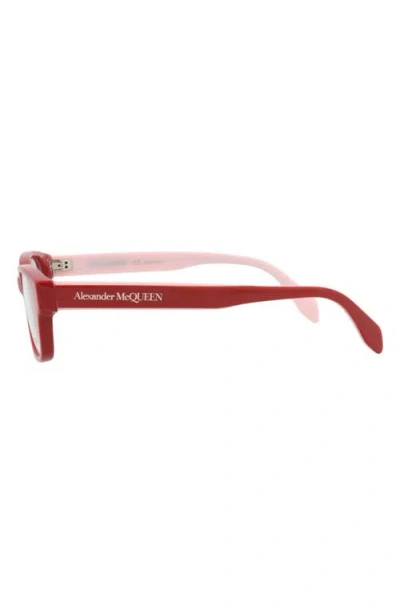 Alexander Mcqueen Mcqueen 56mm Rectangular Optical Glasses In Red