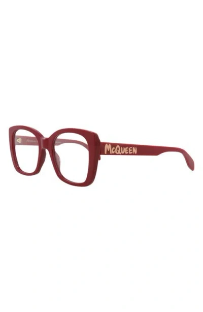 Alexander Mcqueen Mcqueen 52mm Square Optical Glasses In Pattern