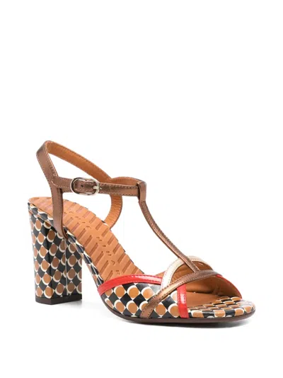 Chie Mihara Bejo T-strap Patterned Leather Sandals In Brown
