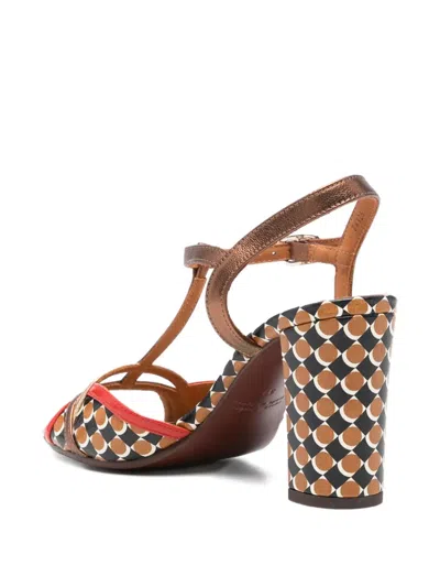 Chie Mihara Bejo T-strap Patterned Leather Sandals In Brown