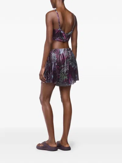 Rabanne Cropped Printed Chainmail Top In Multi