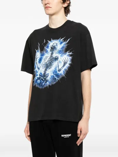 Melt Skeleton Printed T-shirt In Black