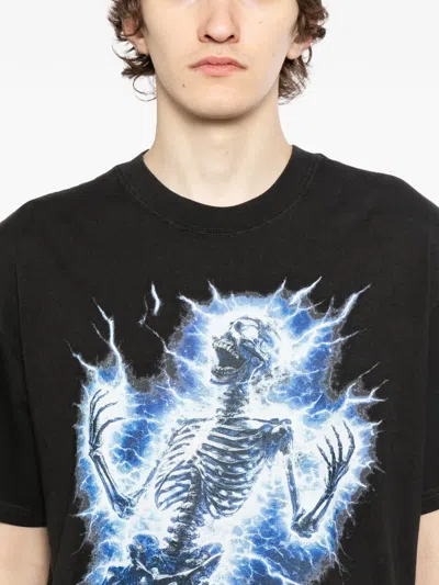 Melt Skeleton Printed T-shirt In Black