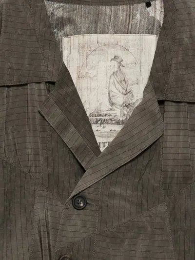 Ziggy Chen Pinstripe Jacket In Brown
