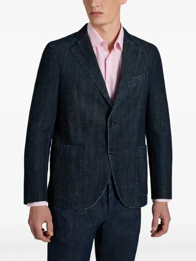 Slowear Denim Slim Blazer In Blue