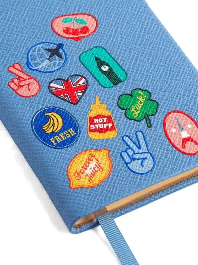 Smythson Stickers Panama Notebook In Blue
