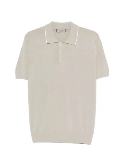 Canali Off-white Cotton And Silk Regular Fit Polo Shirt With Microstucture In Neutral