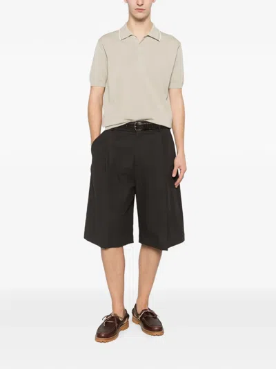 Canali Off-white Cotton And Silk Regular Fit Polo Shirt With Microstucture In Neutral