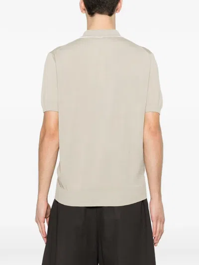 Canali Off-white Cotton And Silk Regular Fit Polo Shirt With Microstucture In Neutral