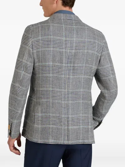 Slowear Double-breasted Houndstooth Blazer In Gray