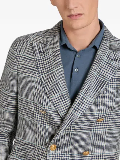 Slowear Double-breasted Houndstooth Blazer In Gray