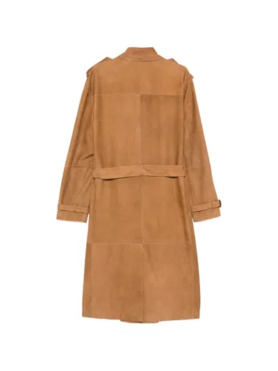 Canali Belted Double-breasted Jacket In Brown