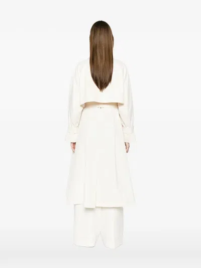 Herno Long Raincoat Belted Waist Buttoned Cuffs Collar In White