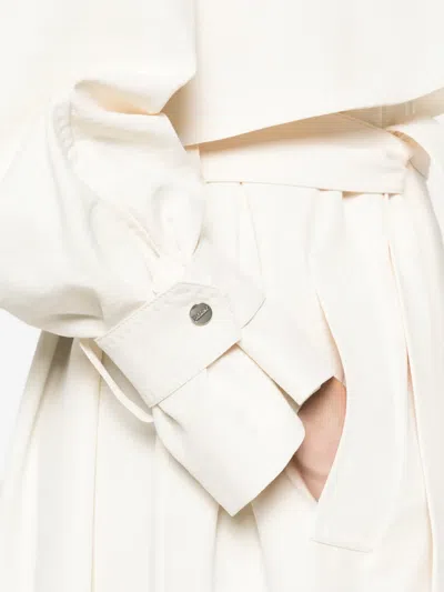 Herno Long Raincoat Belted Waist Buttoned Cuffs Collar In White