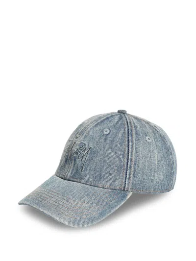 Stussy Low Profile Denim Strapback Cap Hat In Blue