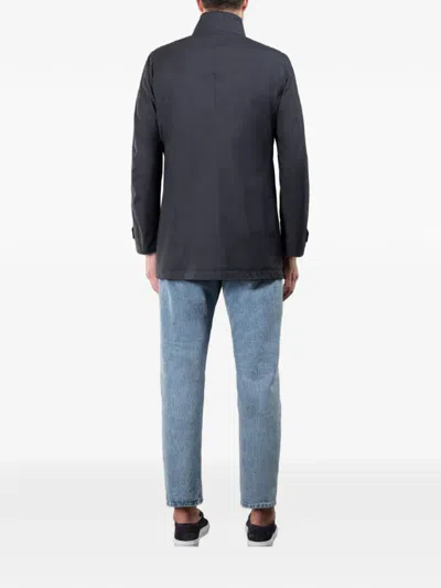 Moorer Hooded Zip-pocket Duster Coat In Multi