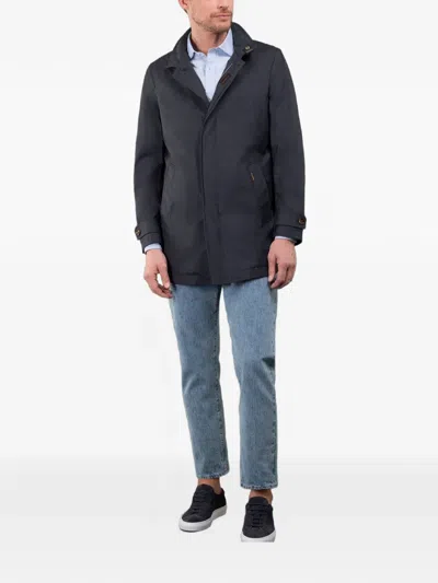 Moorer Hooded Zip-pocket Duster Coat In Multi