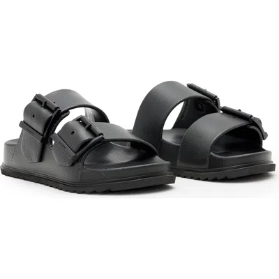 Allsaints Sian Leather Buckle Sandals In Black