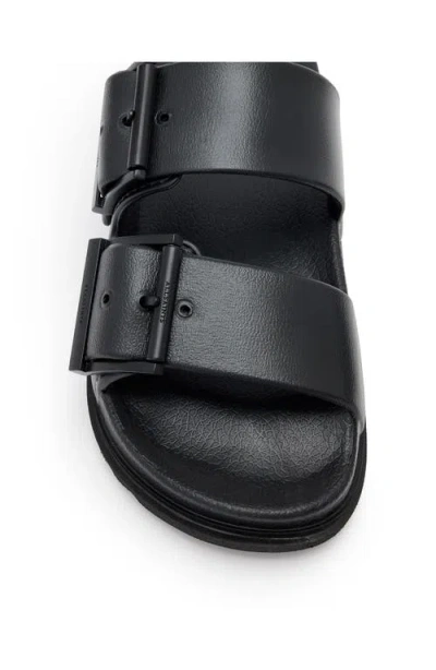 Allsaints Sian Leather Buckle Sandals In Black