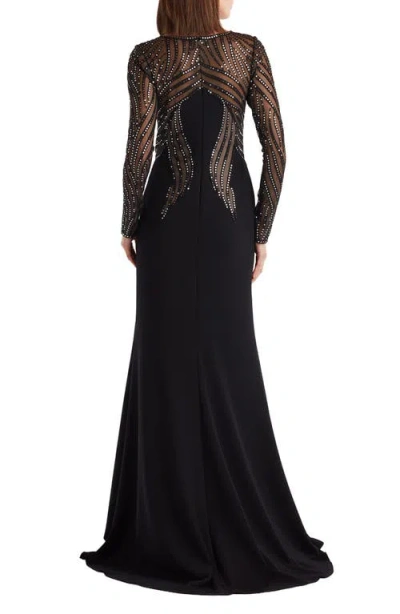 Tadashi Shoji Duin Sequin Hourglass Embroidered Gown In Black