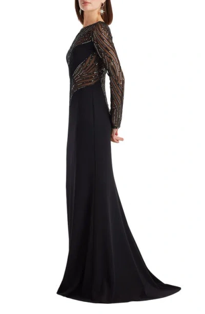 Tadashi Shoji Duin Sequin Hourglass Embroidered Gown In Black