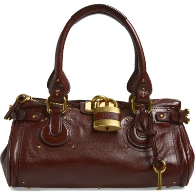 Chloé Paddington Brown Shoulder Bag With Oversized Padlock And C-shaped Buckles In Grainy Leather Woman In Brown