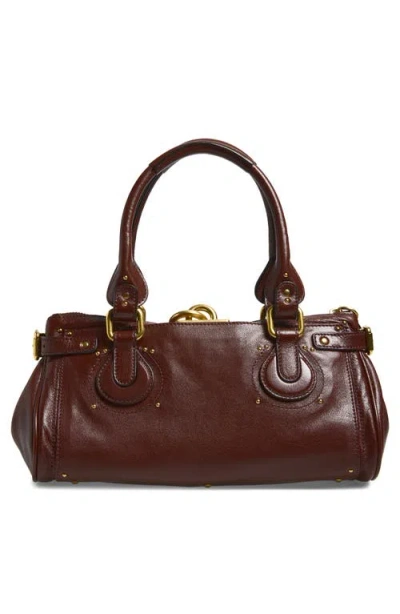 Chloé Paddington Brown Shoulder Bag With Oversized Padlock And C-shaped Buckles In Grainy Leather Woman In Brown