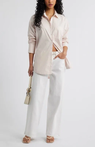 Open Edit Oversize Poplin Button-up Shirt In Neutral