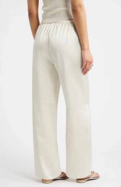 Open Edit Drawstring Waist Satin Pants In White