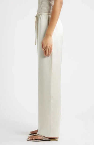 Open Edit Drawstring Waist Satin Pants In White