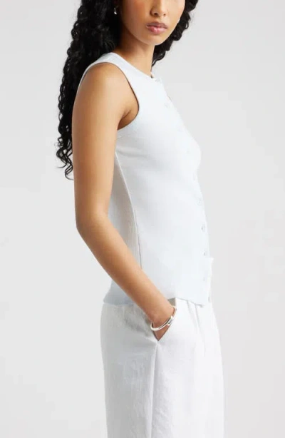 Open Edit Rib Button-up Tank In Blue