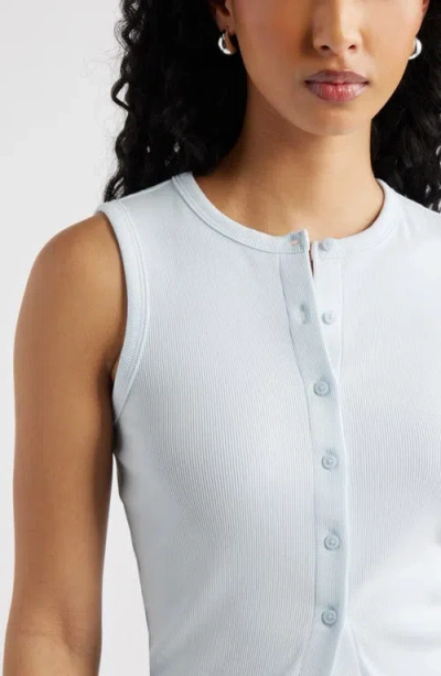 Open Edit Rib Button-up Tank In Blue