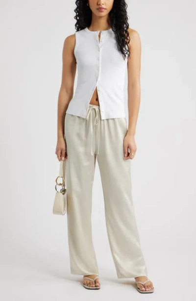 Open Edit Rib Button-up Tank In White