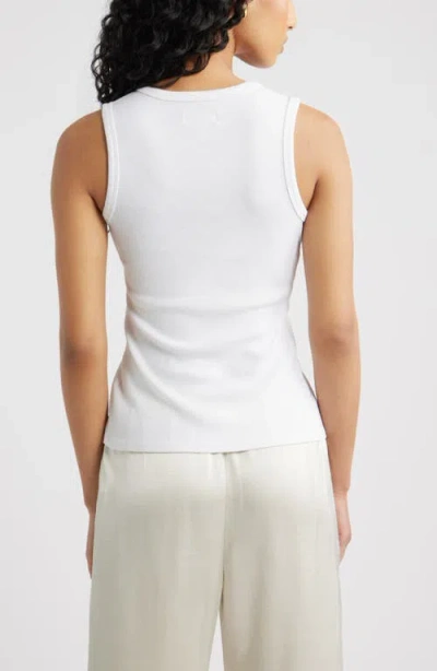 Open Edit Rib Button-up Tank In White