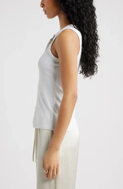 Open Edit Rib Button-up Tank In White