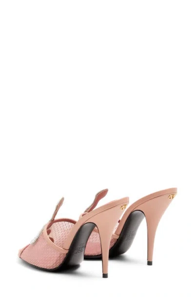 Valentino Garavani 105mm Embellished Snake Leather Mesh Mule Pumps In Pink