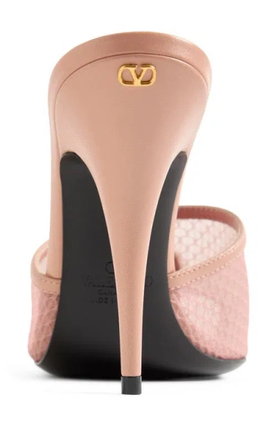 Valentino Garavani 105mm Embellished Snake Leather Mesh Mule Pumps In Pink