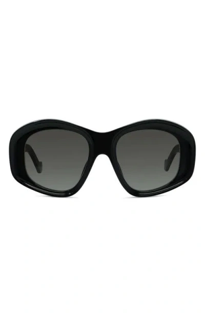 Loewe Anagram 51mm Beveled Acetate Pentagon Sunglasses In Black