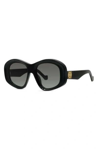 Loewe Anagram 51mm Beveled Acetate Pentagon Sunglasses In Black