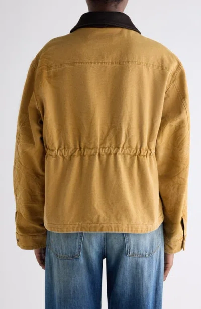 Acne Studios Canvas Work Jacket With Leather Collar In Gold