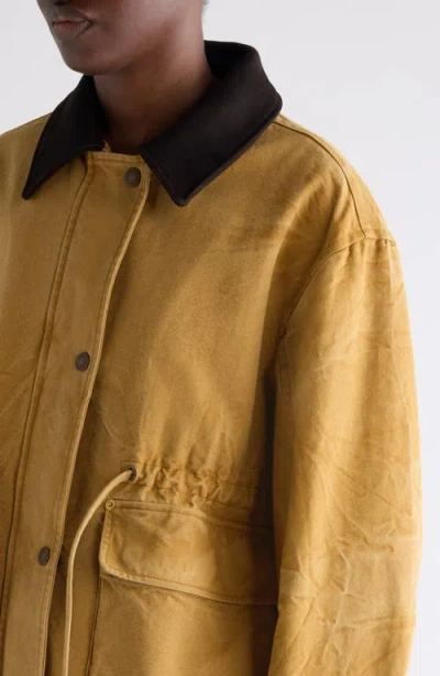 Acne Studios Canvas Work Jacket With Leather Collar In Gold