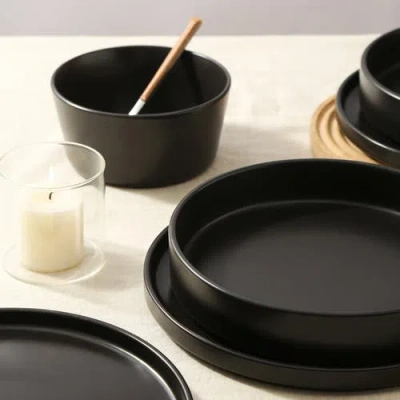 Stone Lain Celina Stoneware 24-piece Dinnerware Set, Cereal And Dinner Bowls In Black
