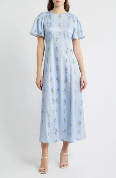 Hill House Home The Dominque Ditsy Floral Maxi Dress In Blue