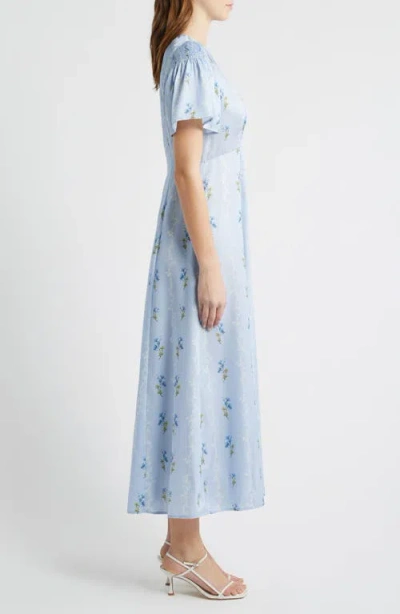 Hill House Home The Dominque Ditsy Floral Maxi Dress In Blue