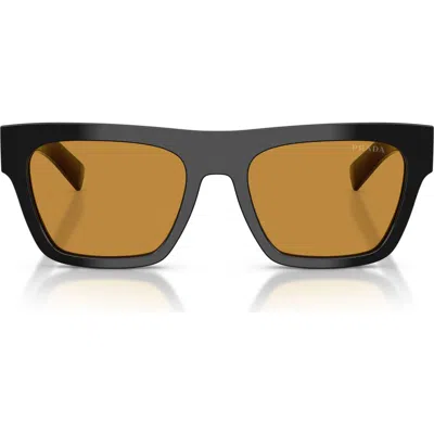 Prada 0pr C03s Rectangular Acetate Sunglasses In Black