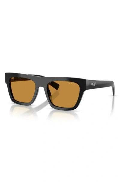 Prada 0pr C03s Rectangular Acetate Sunglasses In Black
